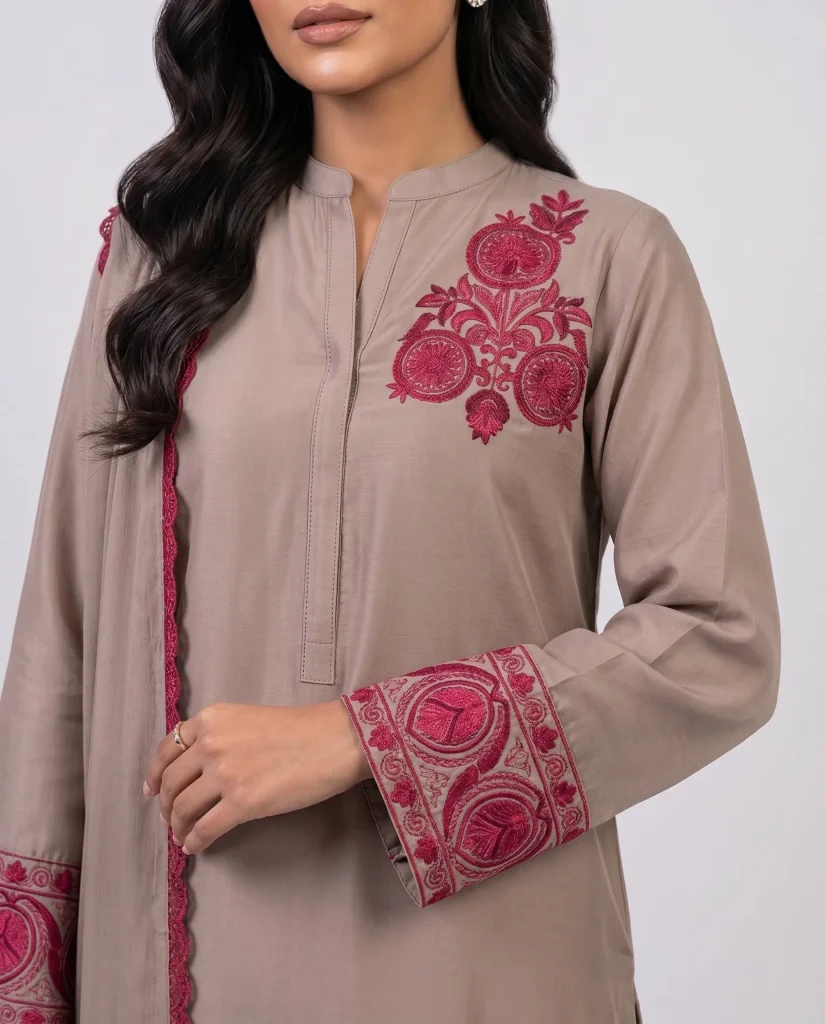 The Imperial Taupe Silk Kurta Set view 5