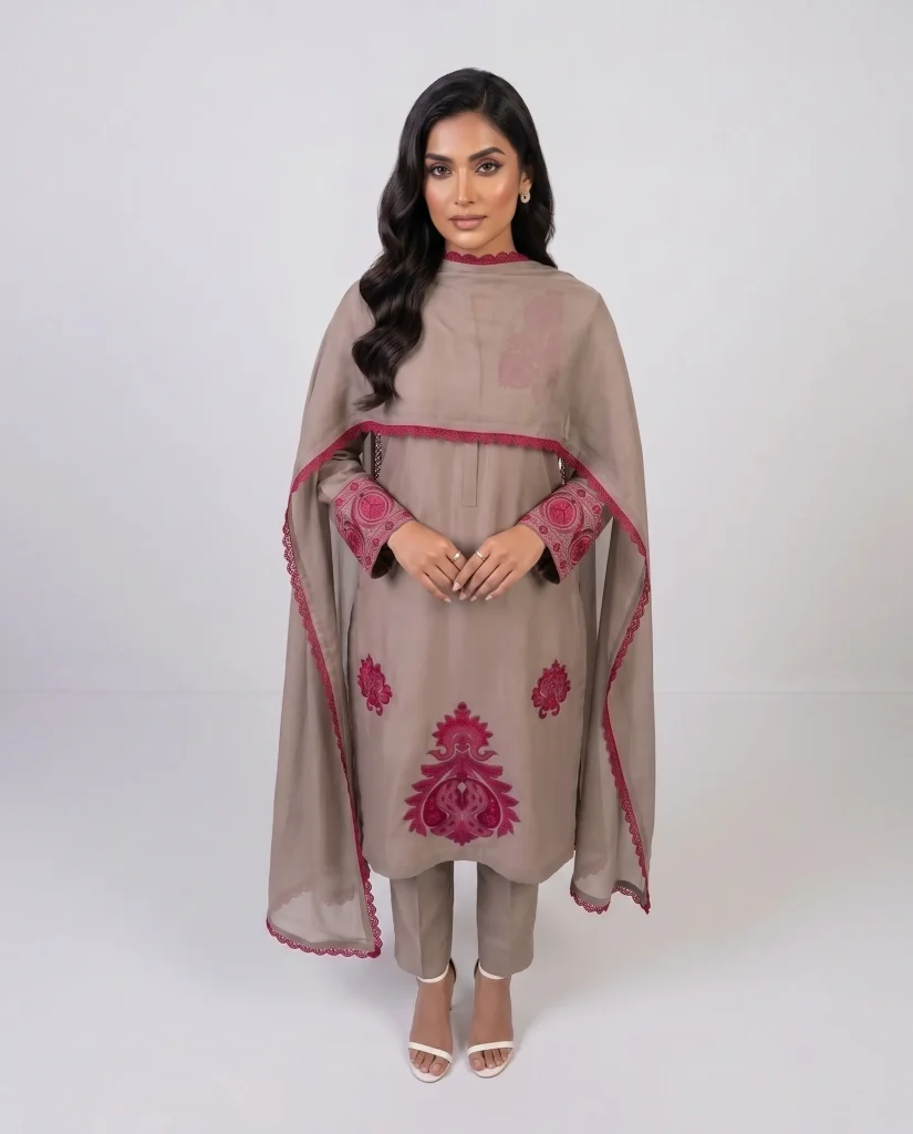 The Imperial Taupe Silk Kurta Set view 6